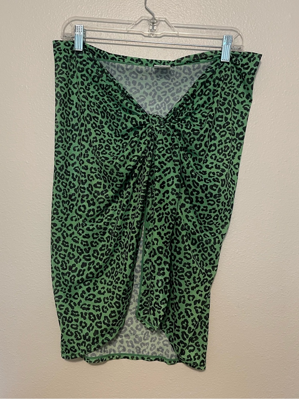 BuffBunny Green and Black Leopard Swim Sarong